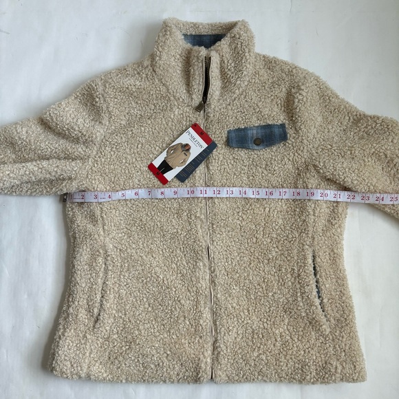 Pendleton Ladies' Softshell Fuzzy Full Zip Sherpa Jacket Beige Heather Medium - Picture 14 of 17